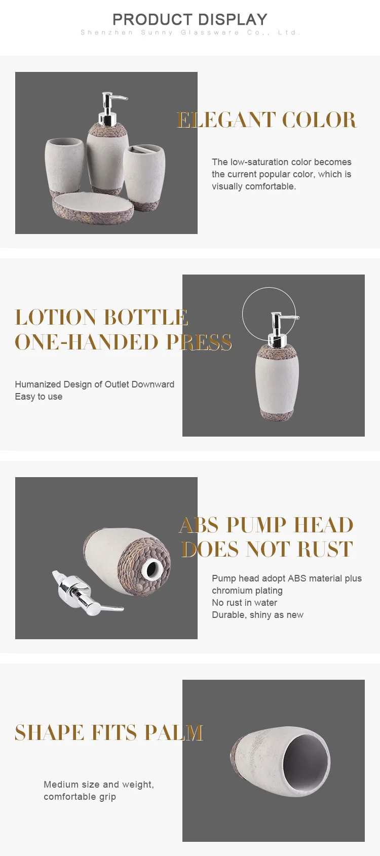 luxury vintage simply concrete accessories bathroom kit set for 5 star hotel