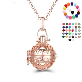 

Mexico Pregnancy Chime Music Angel Ball Caller Locket Necklace Hollow Heart Aromatherapy Essential Oil Diffuser Necklace