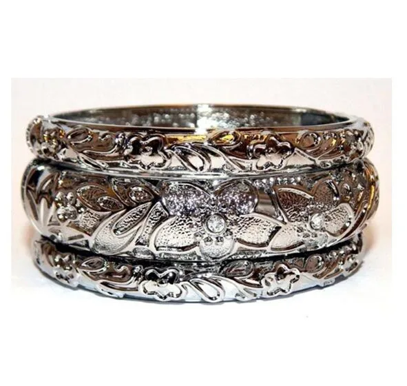 

Wiipu 3pcs/pack Fashion Cloisonne Bracelets Gold Plated Butterfly Filigree Enameled Womens Gifts Bangles Spring Hinged