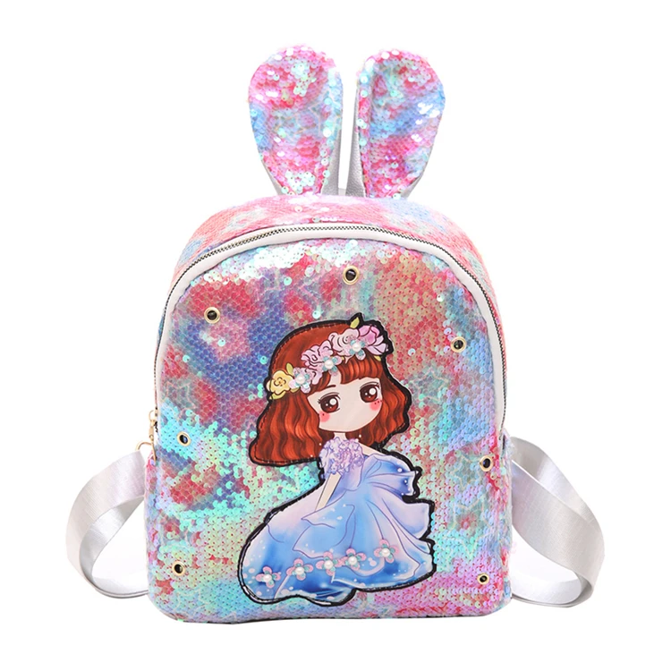 

Fashion 2020 Daily Life NEW 6 Colors LED Light Custom floral Girls Sequins Waterproof backpack for Kid Bag, Customized color