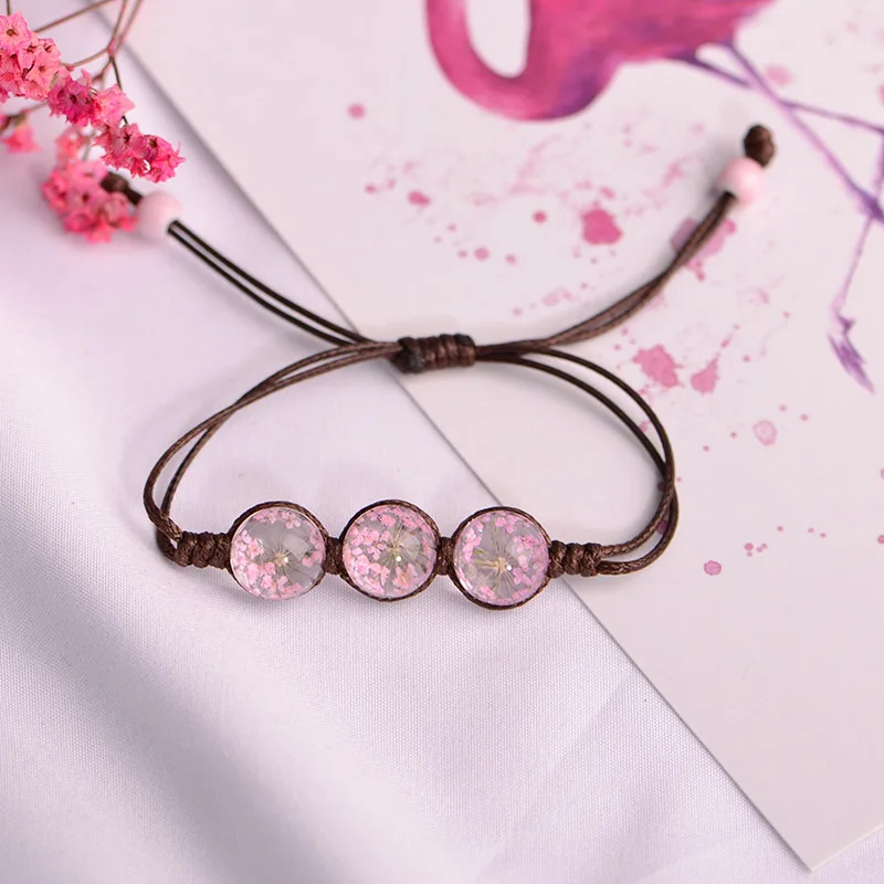 

Selected original design real flower bracelet, immortal flower glass ball hand-woven jewelry