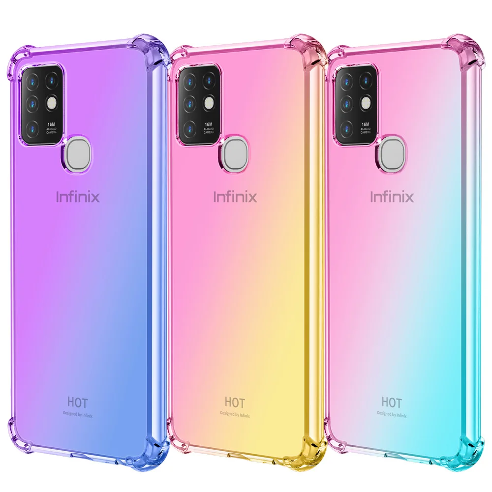 

Popular Design Shock Absorption TPU Gradient Color Cell Phone Case for Infinix Hot 9 Note 7 Smart 5 Note8 Hot10 Play, Multi