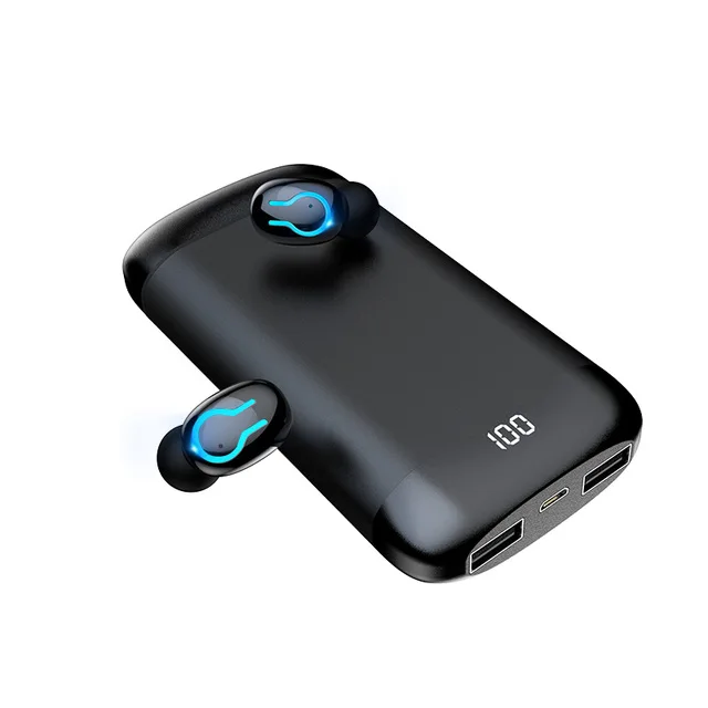 

Q66 TWS 6000mAh powerbank Charge Case Wireless 5.0 Blue tooth headsets Stereo Headphone Sports Waterproof earphone With Dual Mic