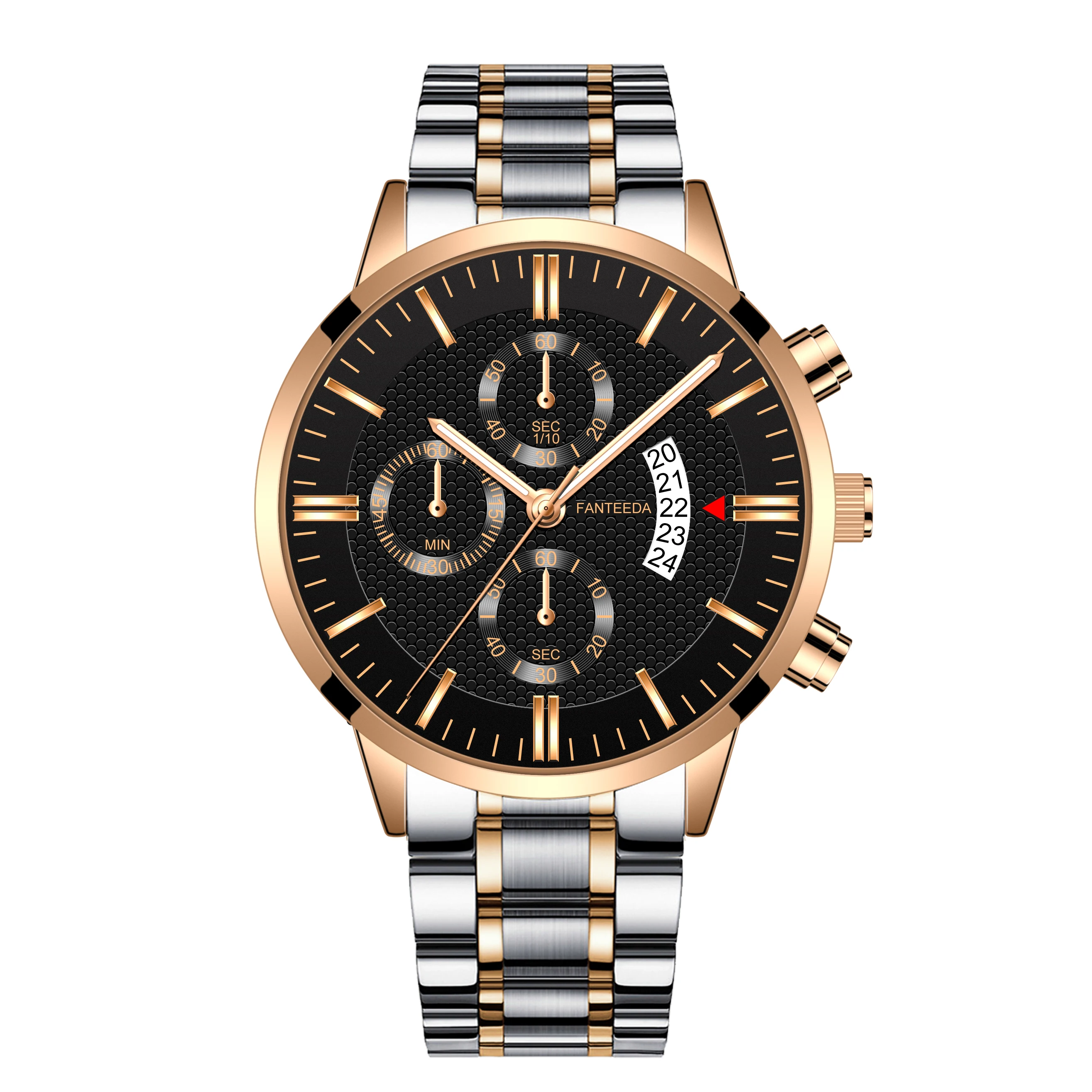 

Hot Selling Fanteeda Branded Stainless Steel Quartz Wrist Watches With Date For Mens Watches MW-310