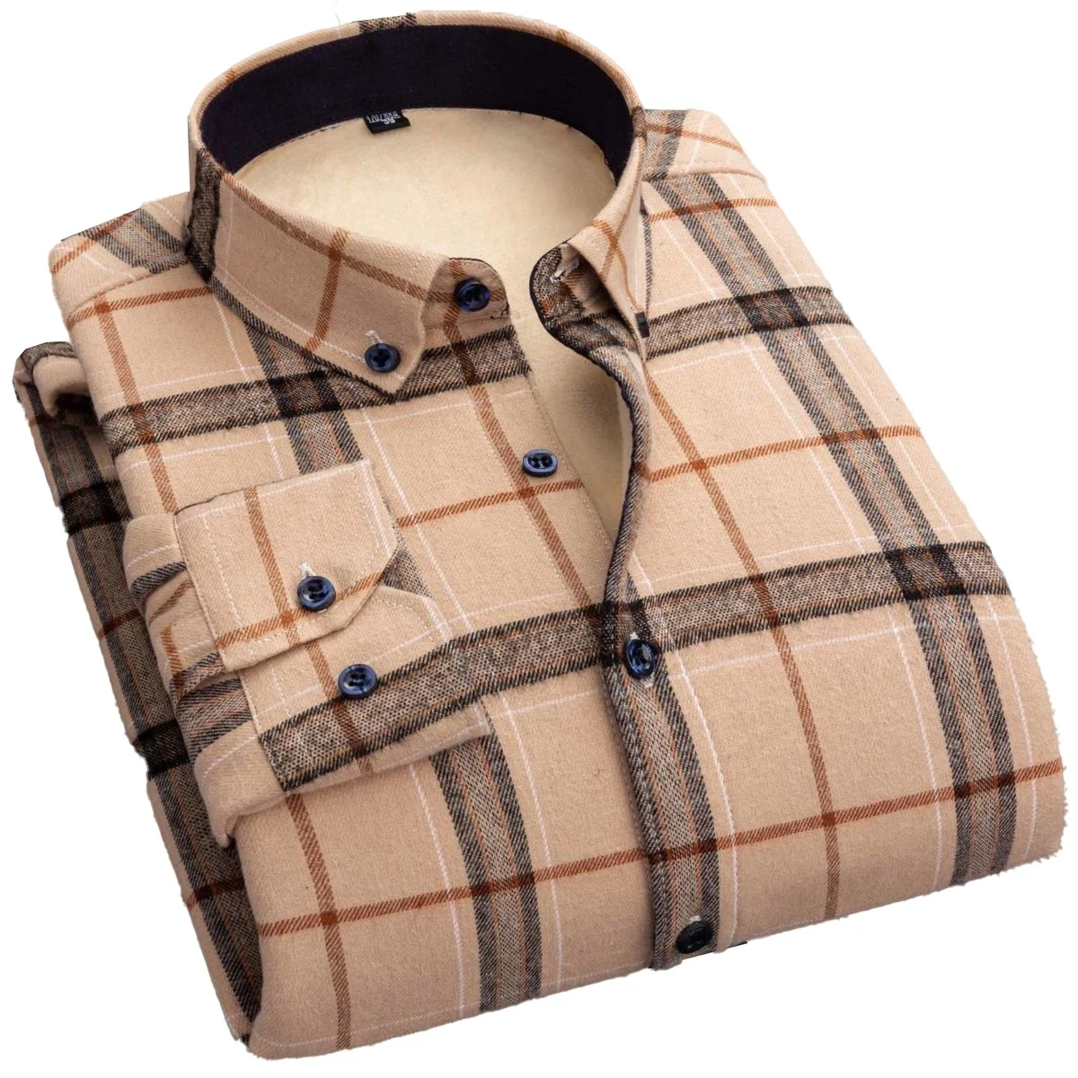 

Plus size Large size men's shirts winter plaid shirts with plush plaid more thick long sleeves