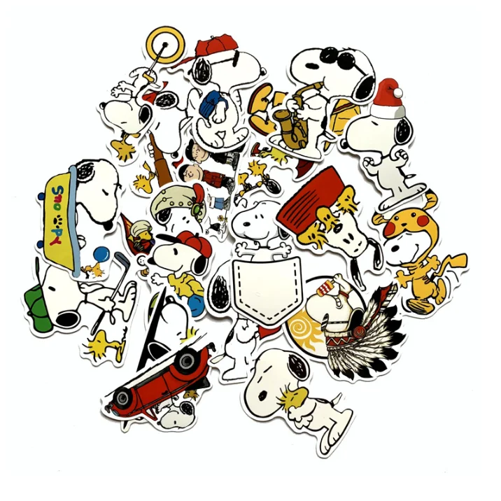 

20 pcs/bag VSCO Snoopy cartoon sticker decoration car scooter electric car notebook waterproof stickers, Cmyk