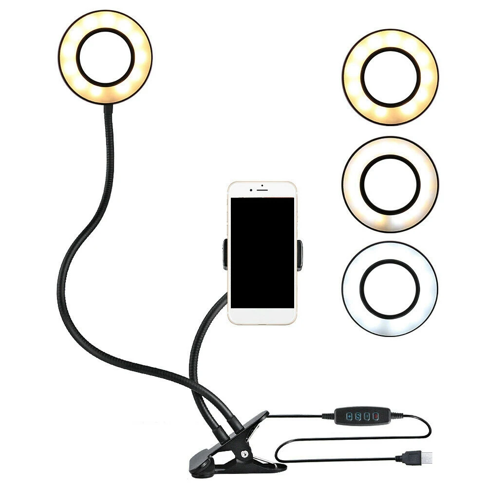 

Free Shipping 1 Sample OK Table Flexible Live Stream Mobile Cell Phone Holder With Led Ring Light For Live Streaming