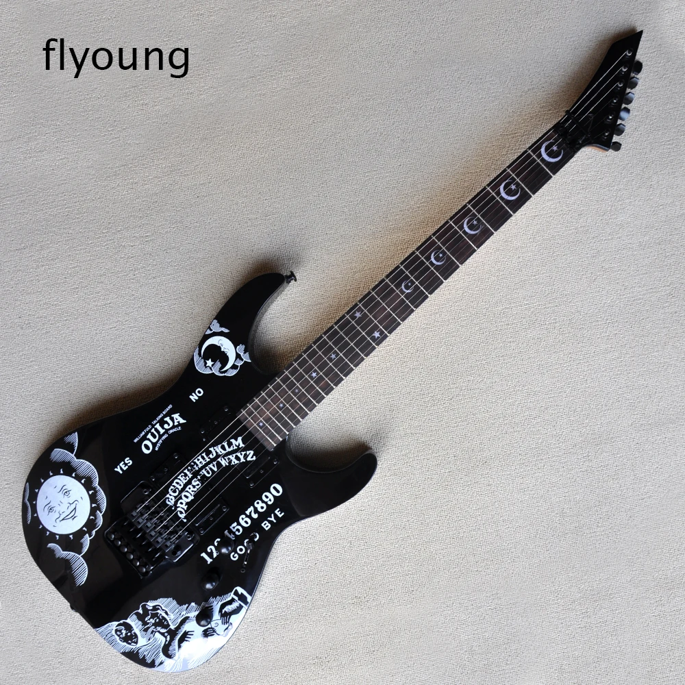 

Flyoung Black Electric Guitar Floyd Rose Bridge Rosewood Fretboard