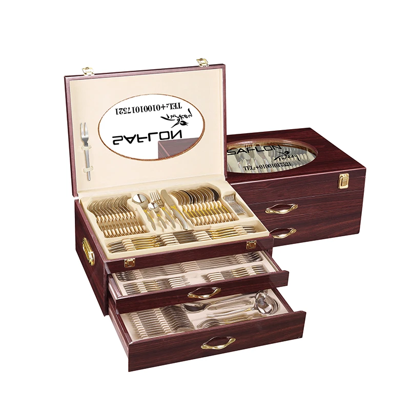 

129PCS Stainless Steel Cutlery Set Stainless Steel Flatware China Tableware German Cutlery Manufacturers with Leather Case, Silver