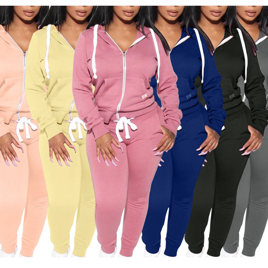 

2021 popular style customize womens plus size polyester blank jogger sets track sport suits