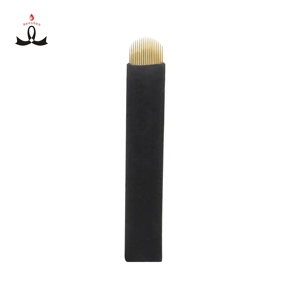 

New FD Gold Microblading 0.18 mm 18U microblading Blades Microblading Nano Flex Needles Black Wrapper PMU Tattooing Strokes Brow