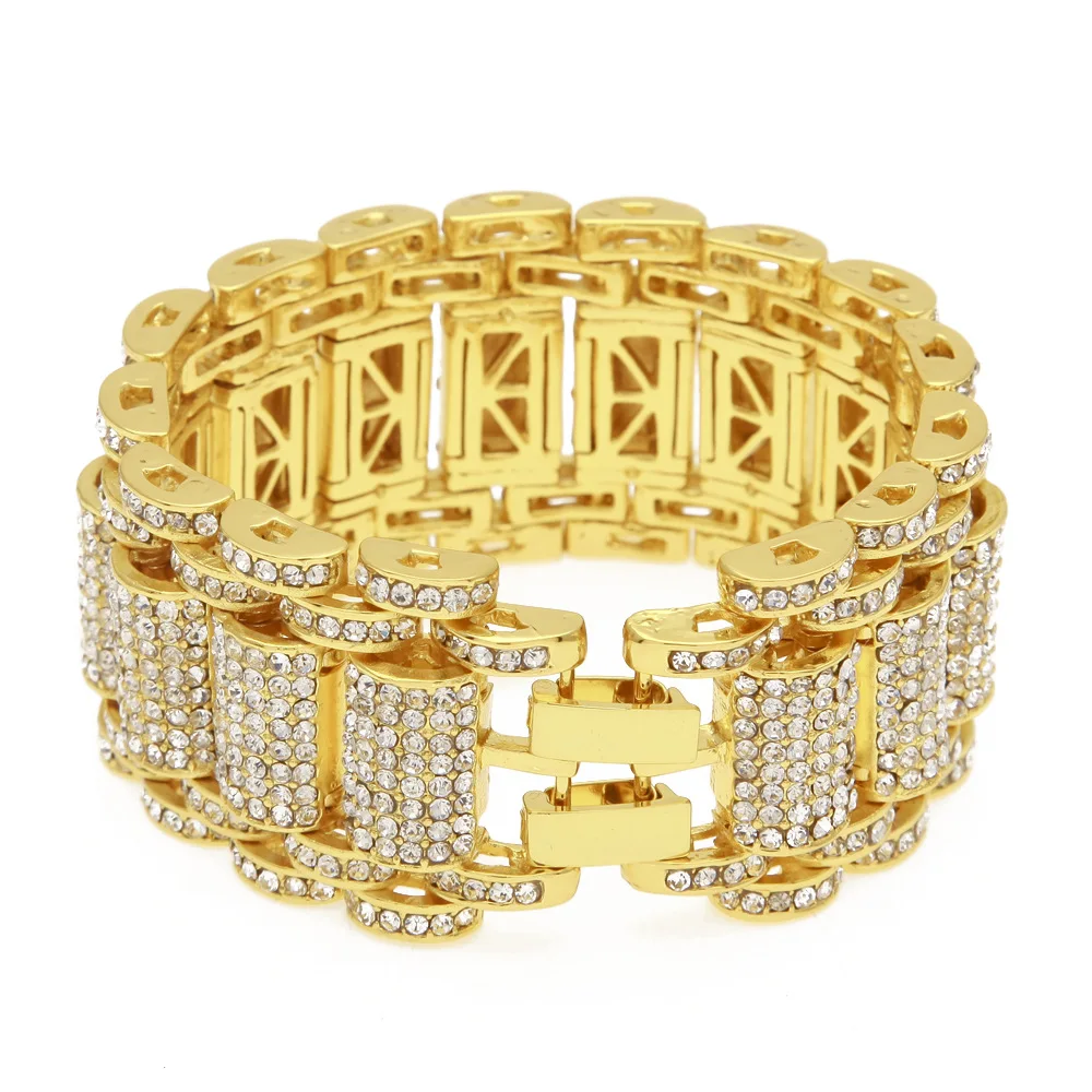 

Hot Selling Heavy Industry To Create A Large Bracelet Hip-hop Men's Exaggerated Diamond-studded Bracelet, As pictures