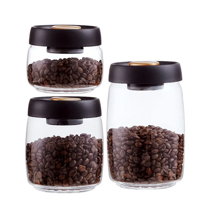 

400 800 1200ML Handmade Custom Vacuum Large Capacity glass Food storage jar Kitchen Glass Storage Jars Set with Lid