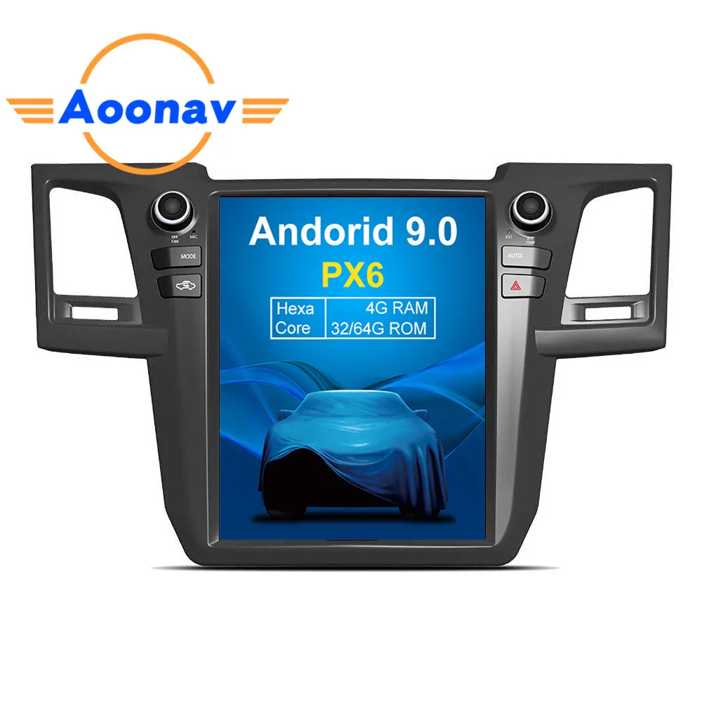 

AOONAV vertical screen 12.1 inch car Gps navigation for Toyota Fortuner Revo 2004-2015 car DVD player multimedia player, Black