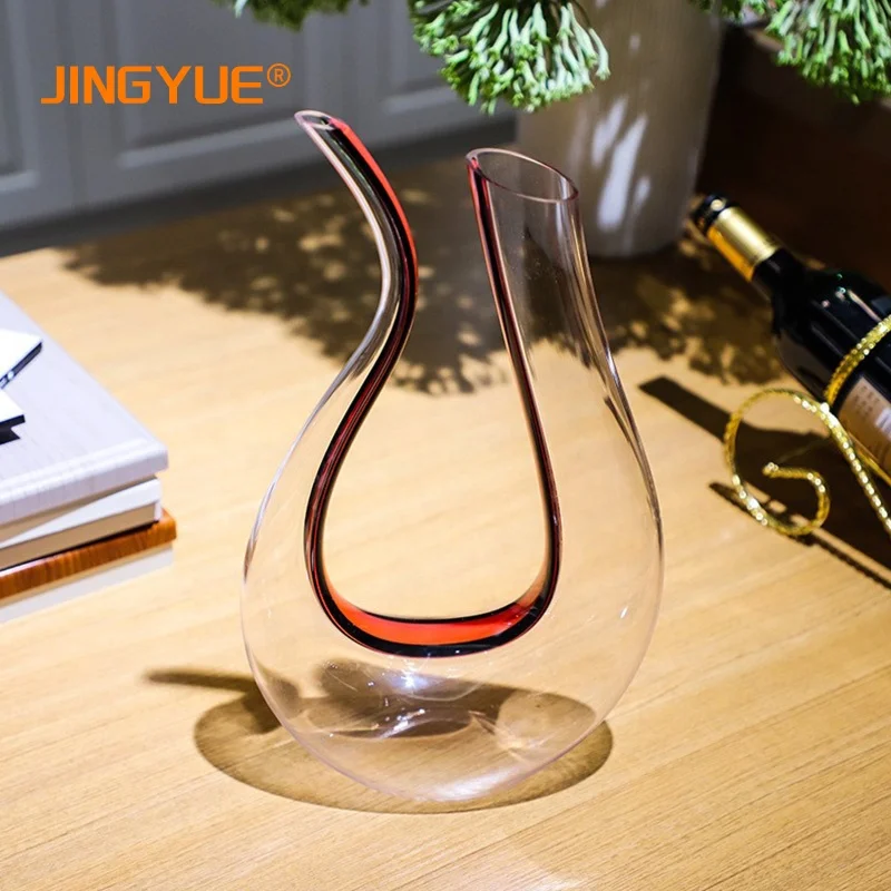 

47oz 1400ml Stylish Crystal Black Red Green Yellow Stripe Swan Red Wine Decanters and Carafes for Wedding, Colored