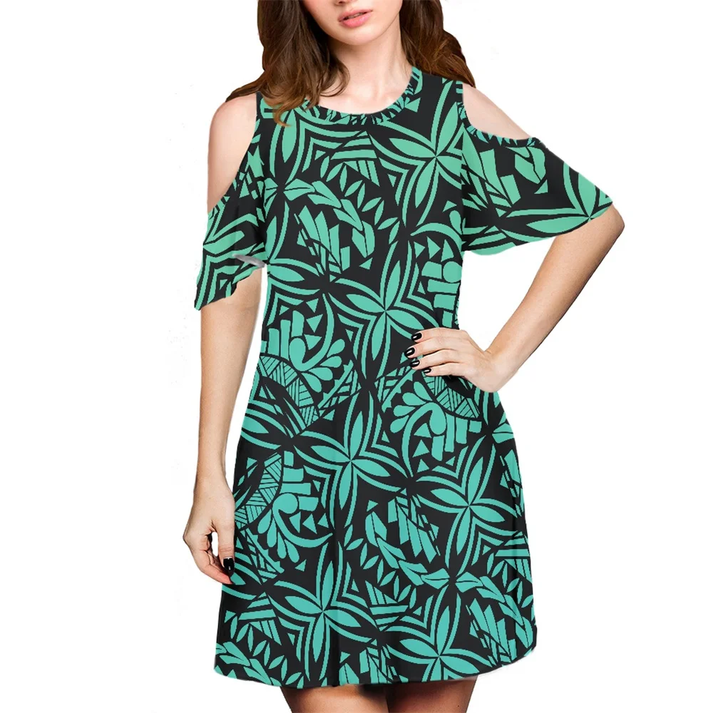 

CUSTOM Polynesian Hawaiian Tribal Floral Design Sundress Elegant Casual Dresses Holiday Dresses For Women Plus Size Loose Green, Customized color