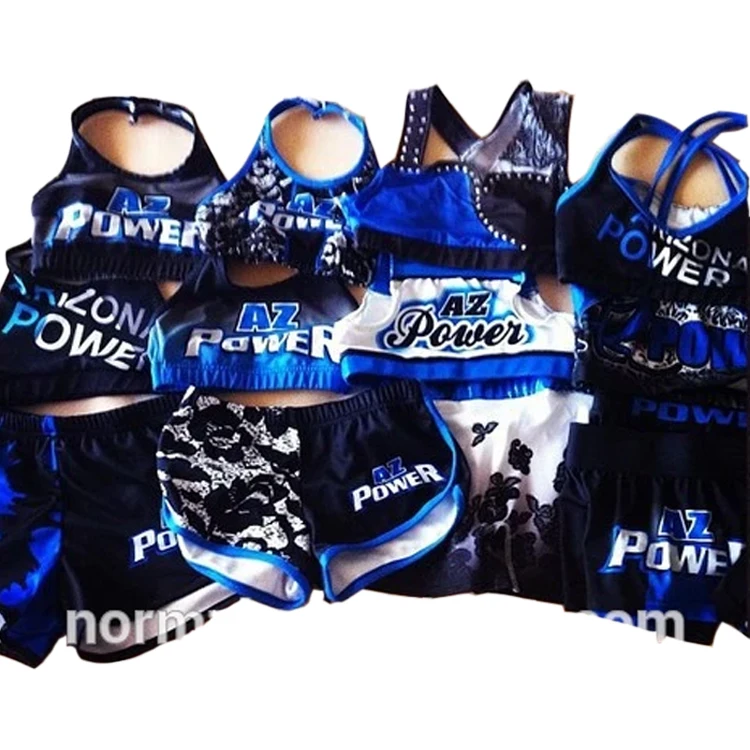

Cheerleading Athletic Custom Made Sublimation Sports Bra and short pants high quality customer, Pantone color