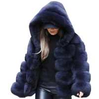 

New Fashion Short Ladies Winter Coats Cropped Hood Women Faux Fox Fur Jacket Coats