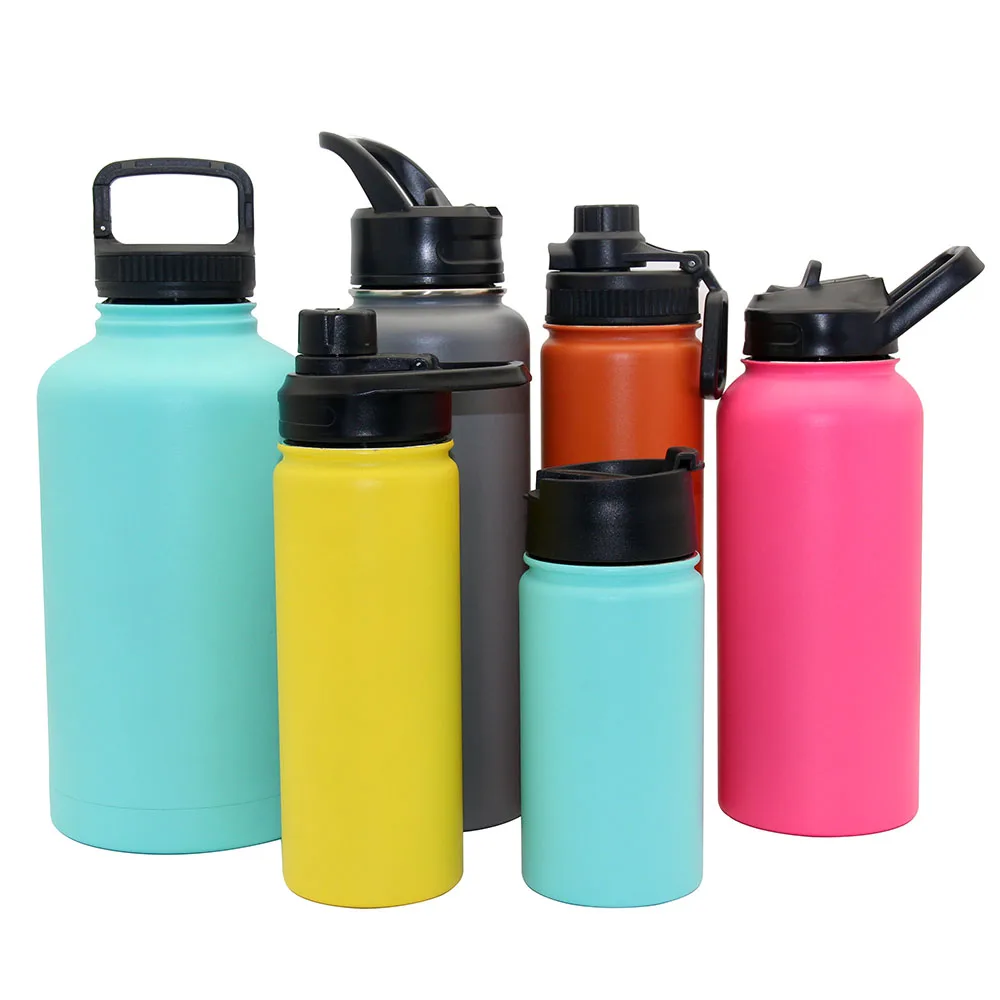 

Double Walled Stainless Steel Vacuum Flask Wide Mouth Water Bottle With New Lid, Customized color