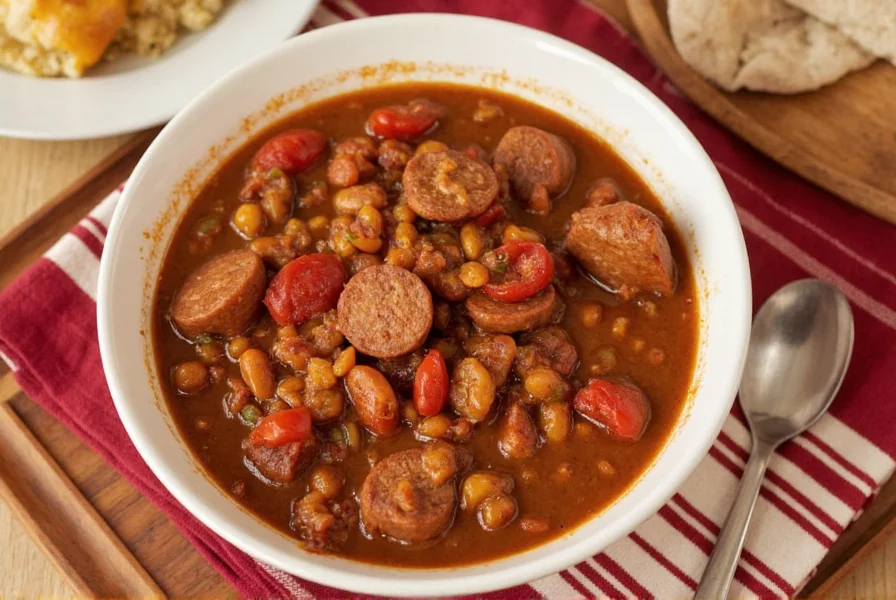 Finished Italian sausage chili with cheese topping