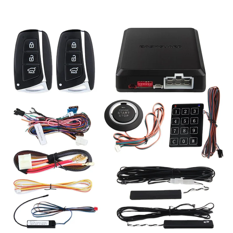 

EASYGUARD EC002-HY RFID PKE Car Alarm System Passive Keyless Entry touch password entry & remote engine start