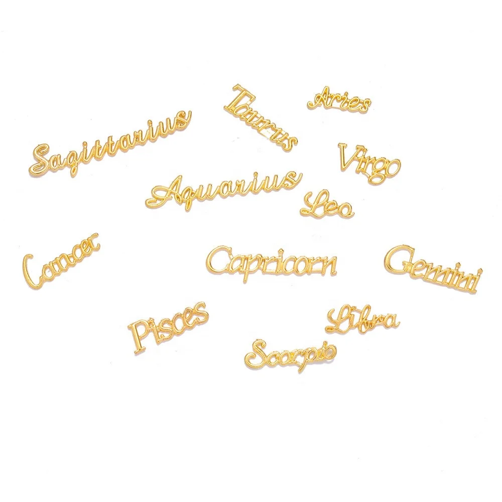 

Paso Sico Wholeslae DIY Alloy Gold Silver Plated 12 Constellation Sign Letters Nail Charms Decorations