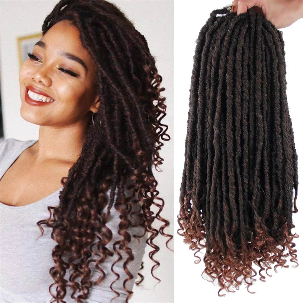 

free shipping Goddess Faux Locs Crochet Hair Goddess Locs with Curly Ends Synthetic Crochet Hair Braids for Women, Solid and ombre