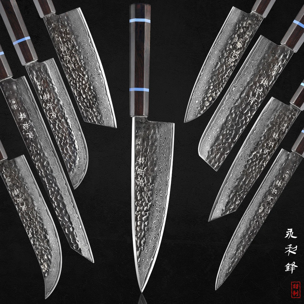 

Manual forged damascus knife japanese vg10 Antique meat slicer sushi knife professional kitchen knives dama series