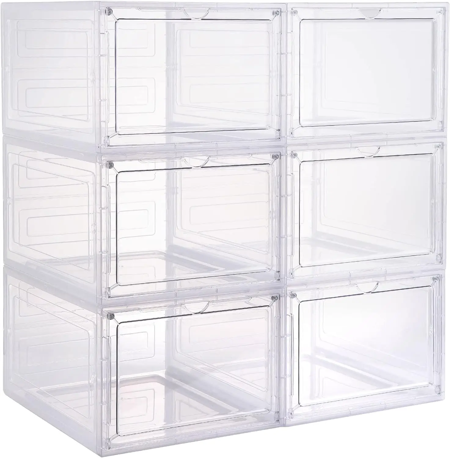 12-Pack Clear PP Plastic Foldable Eco-Friendly Stackable Shoe Storage Boxes Space-Saving Closet Shoe Rack with Sneaker Container