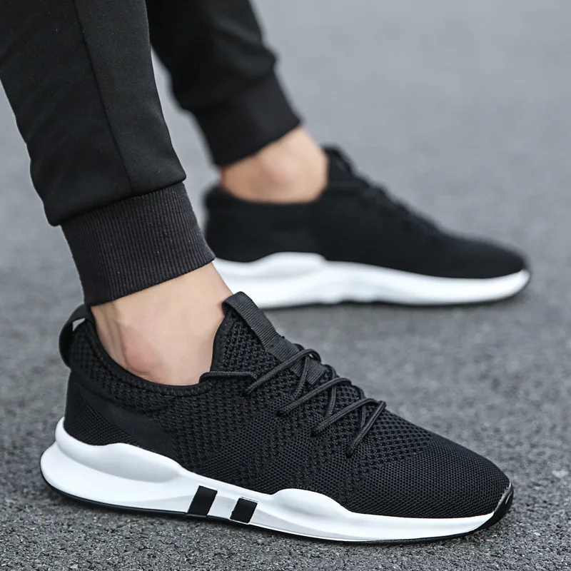 

2021 new breathable summer mesh fly woven sneakers men's casual sports running shoes