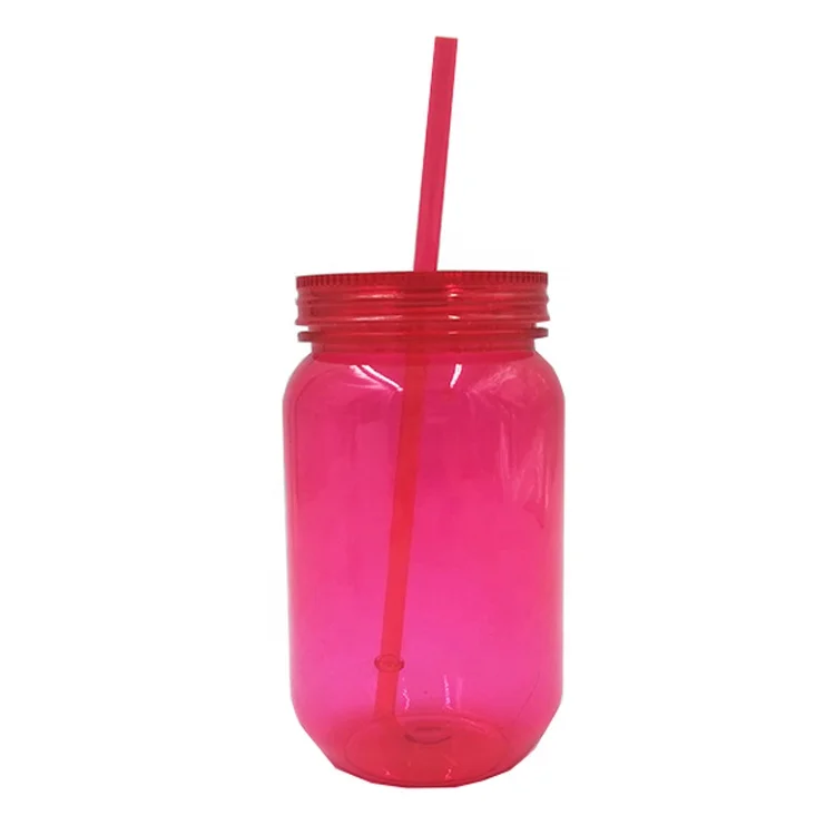 
China Manufacturer Wholesale 750ml biodegradable pla plastic mason jar water bottle With Straw Lid 