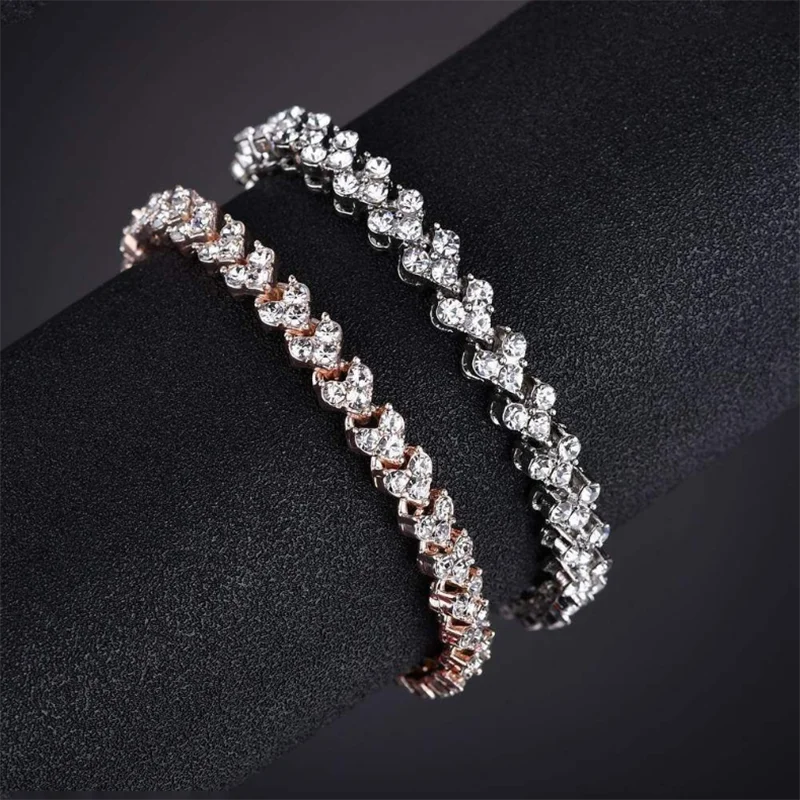 

Luxury Full Bling Iced Out Shiny Round AAA CZ Rhinestone Zircon Crystal Bangle Bracelet for Women, Silver/gold/rose gold