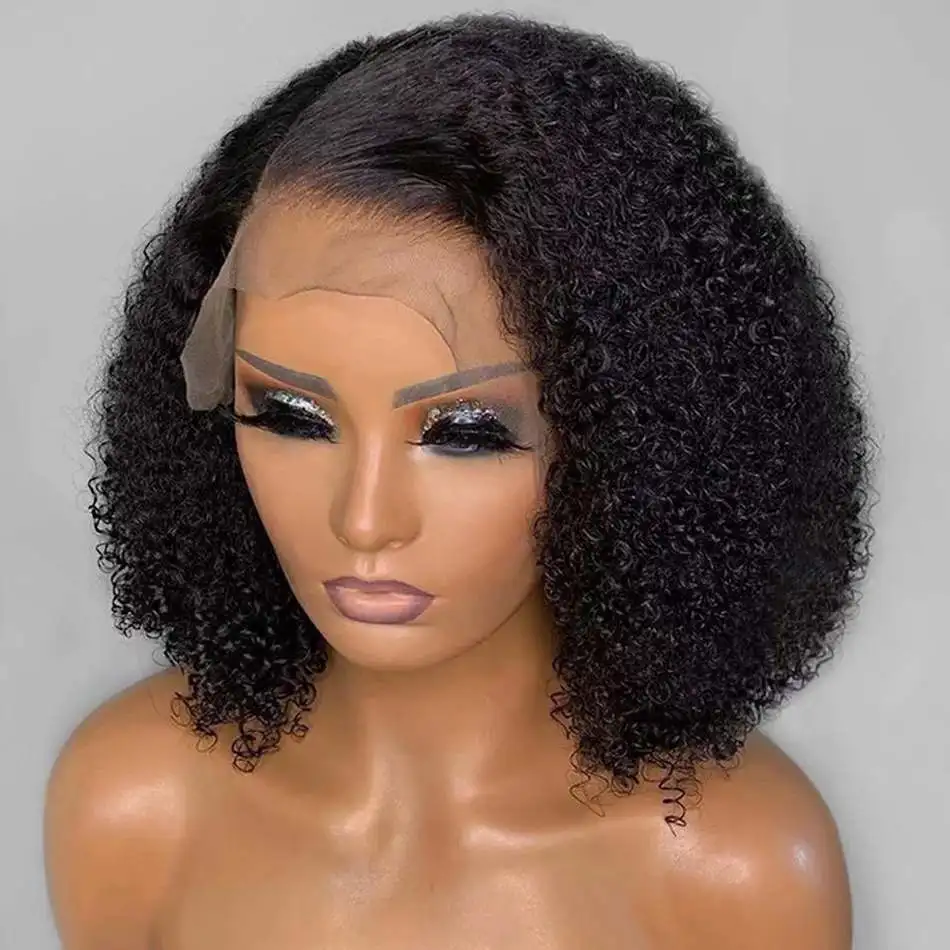 

250 density full lace wig cuticle aligned raw virgin short curly brazilian wigs kinky curly wig for black women