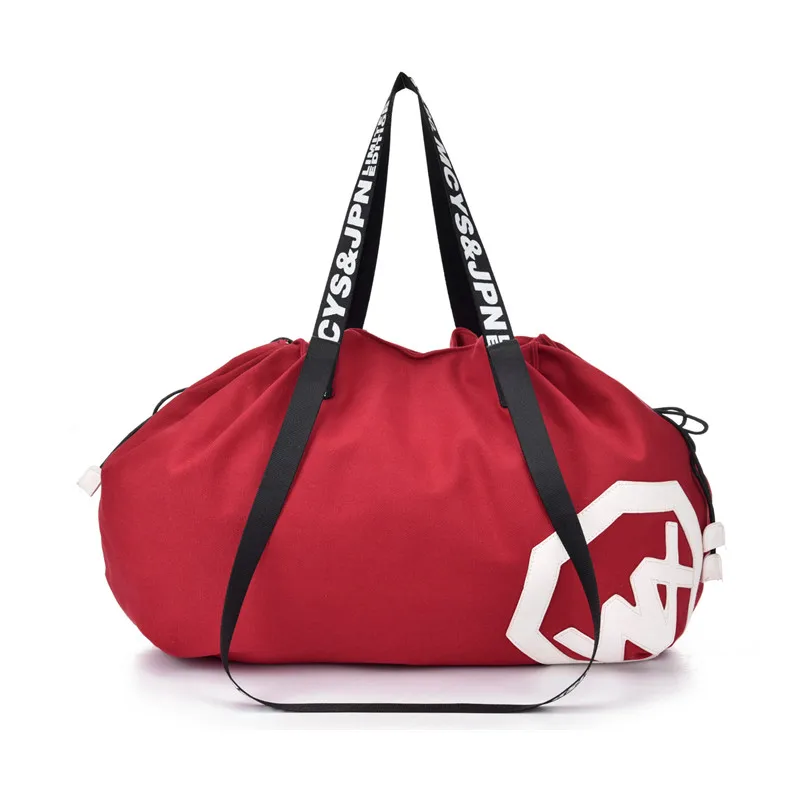 Custom women men canvas travel duffel bag shoulder sport bag drawstring gym bag