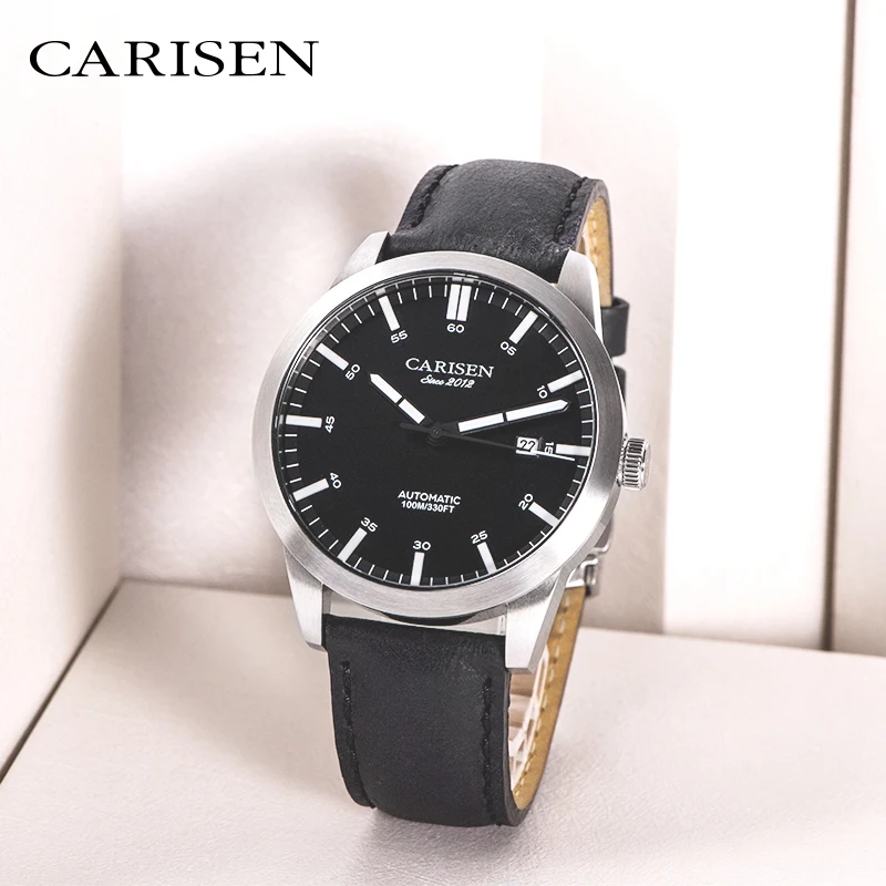 

Diver 10 atm waterproof luminous genuine leather stainless steel automatic mechanical men wristwatch