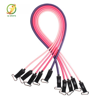 

Custom Logo 11pcs Fitness Handles Workout Elastic Light Rubber Exercise Bands Latex Resistance Tubes Set, Can be customized