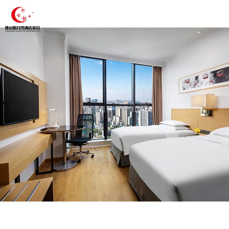 
Foshan Veneer Commercial Apartment Bedroom Set Hotel Furniture 