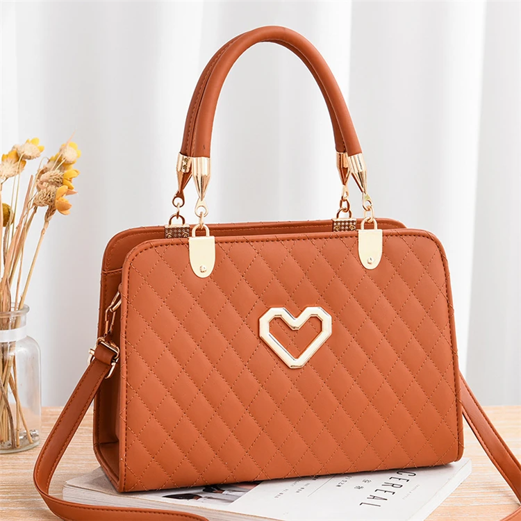 

Latest high quality unique brown colour popular women big hand bags pu leather ladies handbags small