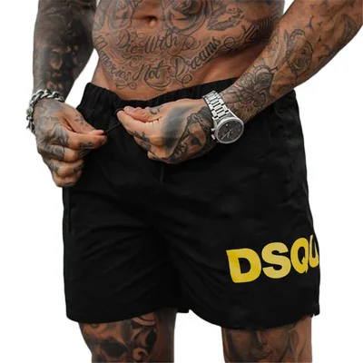 

Summer new trend muscle fitness training leisure sports running exercise men's beach shorts, Picture shows