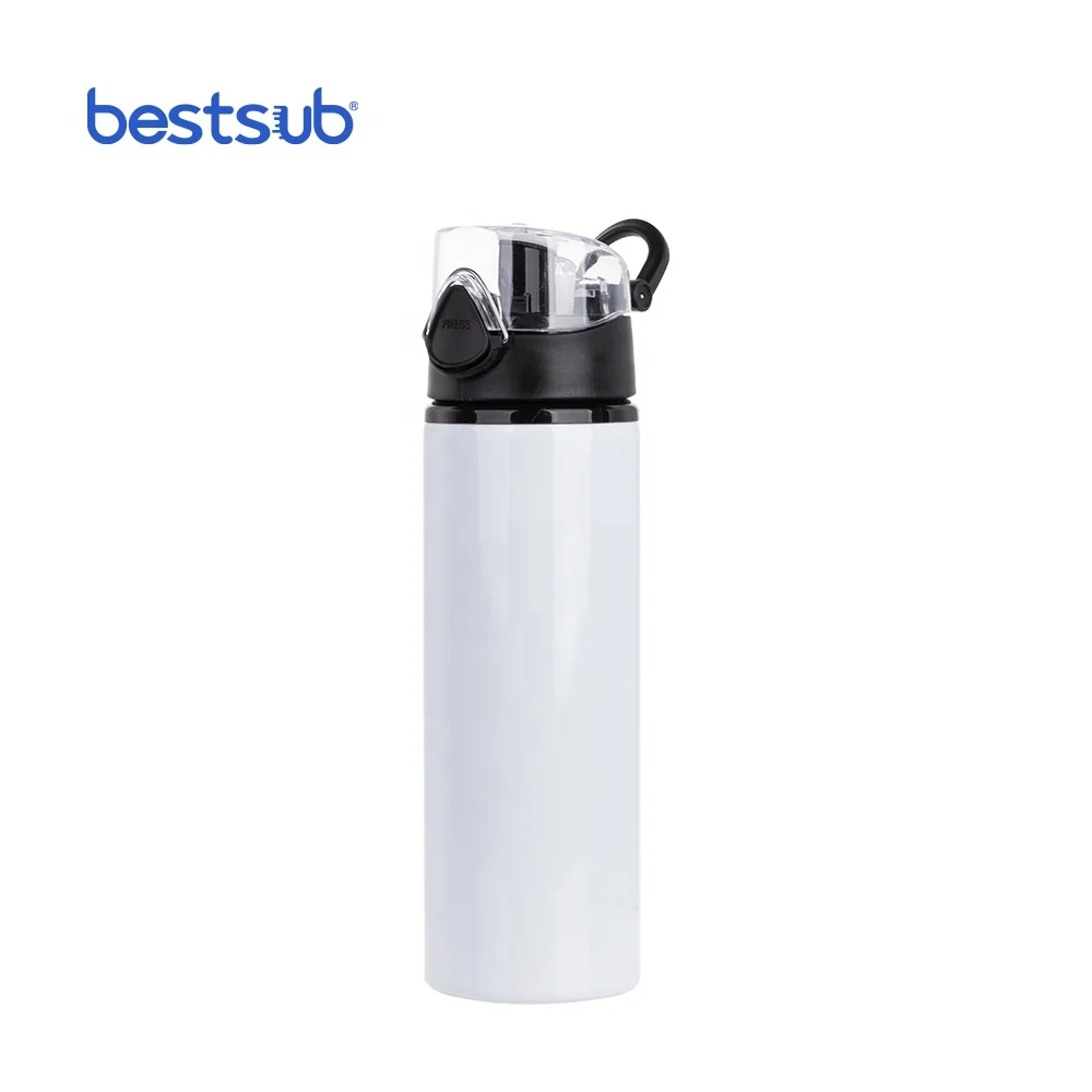 

BestSub Wholesale Sublimation Custom 750ml White Aluminum Sports Collapsible Running Water Bottle Cup with Black Cap