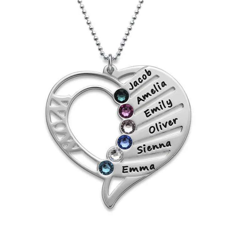 

Dropshipping High Quality Fashion S925 Jewelry Custom Engraved Diamond Love Sister Heart Personalized Rhinestone Name Necklace, 3 options