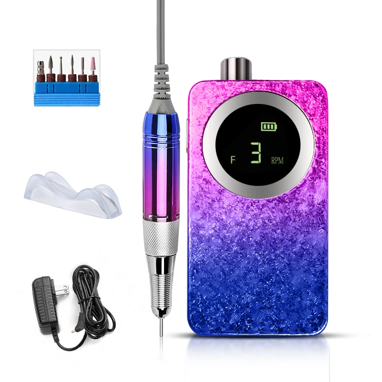 

35000RPM Portable Nail Drill Machine 3/32'' Drill Bits Professional Rechargeable Battery Nail Drill for Acrylic Gel Nails