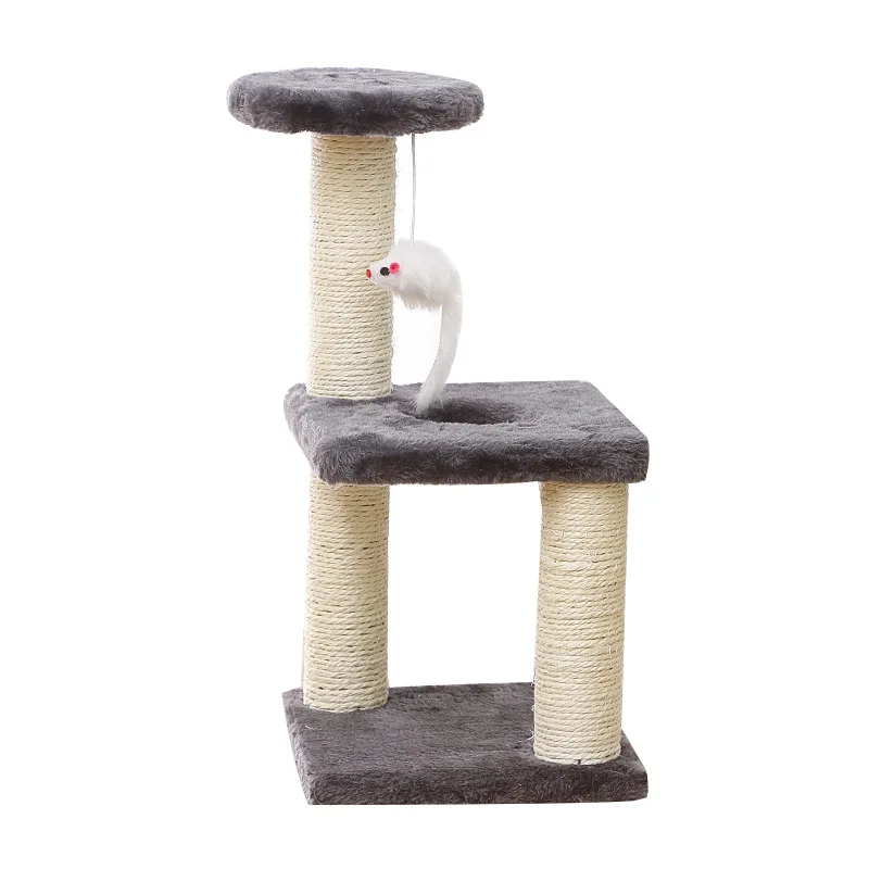 

New Arrival Sisal Cat Tree Wooden Scratcher Tower Cat Tree House, Solid color