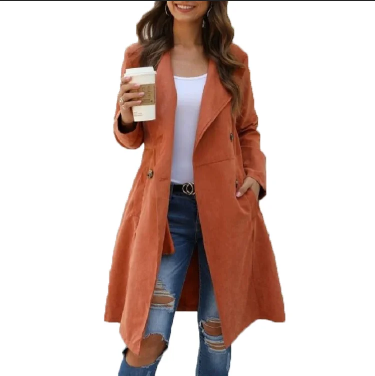 

2020 New Fashion Medium Length Women's Casual Windbreaker Fall Clothing for Women, Picture color