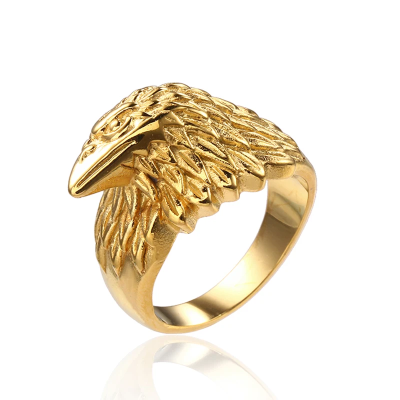 

Direct Factory Wholesale Personality American Flying men's Head eagle Ring