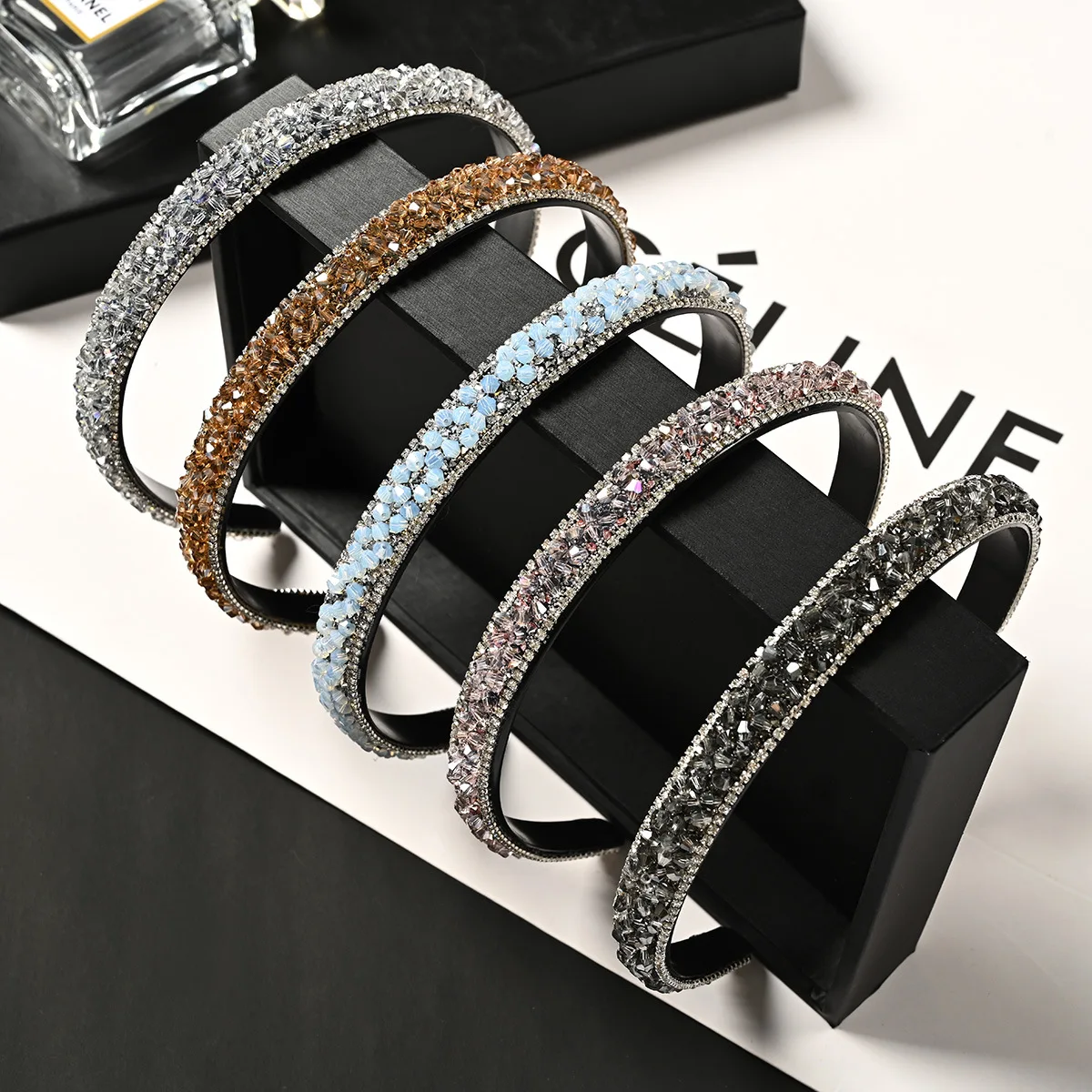 Korean Style Rhinestone Sequin Headband Female Classic Wild Personality Diamond Headbands Fine Edge Headwear