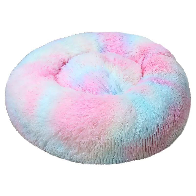 

Hot sale super warm round pet bed dog pad winter velvet plush cat bed, Random