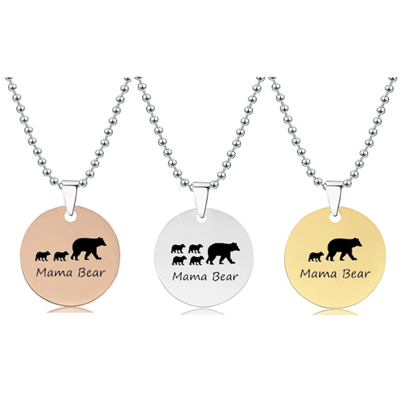 

Stainless Steel To my Mom Dog Tag Necklaces Baby Bear Mama Bear Mother's Day Thanksgiving Birthday Gift for Mother Necklace, Multi-colors/accept custom colors