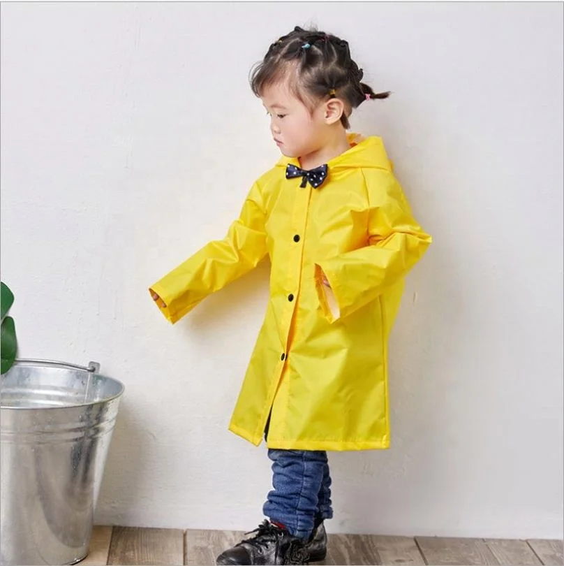 

Fashion Bowknot Children Button Raincoat, Yellow/blue/rose