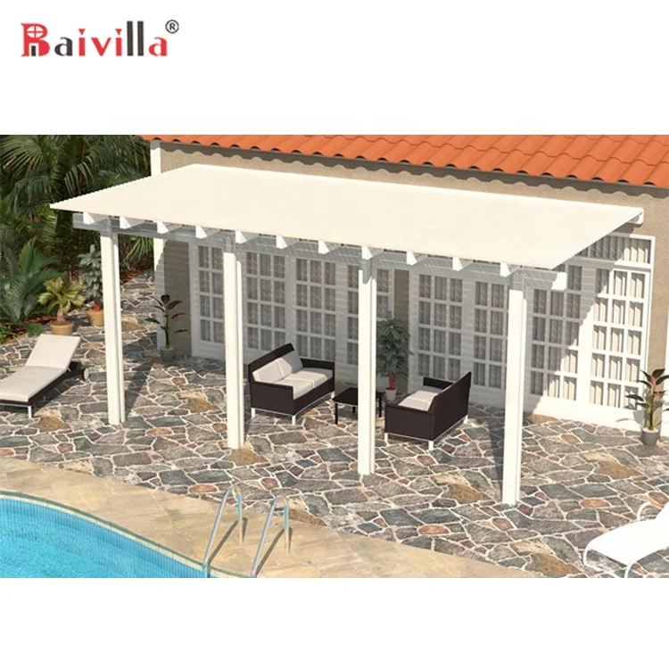 

Modern Design Opening Roof Solar Shade Louvered Aluminum Pergola, White, dark grey ,wooden color or custom